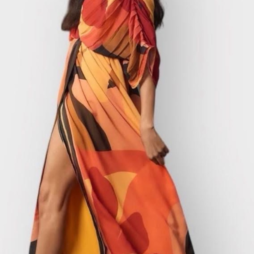 FARM Rio One Shoulder Dress in Orange and Black